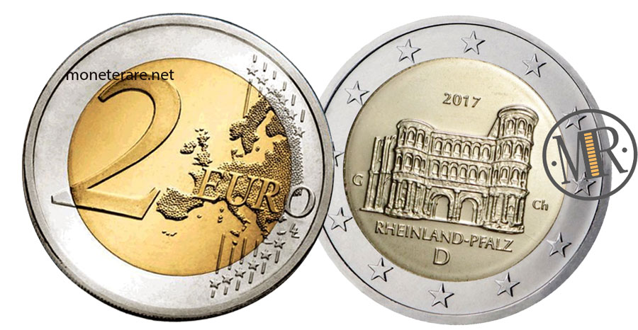 2 Euro Commemorativi Germania 2017 Porta Nigra di Treviri Rheinland-Pfalz