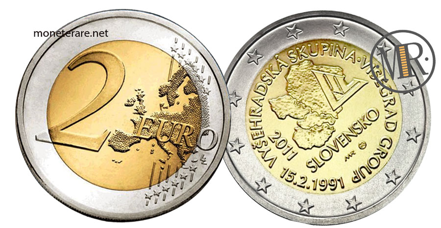 2 Euro Commemorativi Slovacchia 2011 Gruppo di Visegràd
