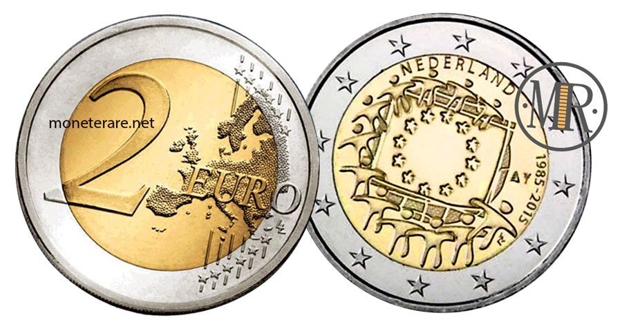  Netherlands 2 Euro Coins 2015 - 30th Anniversary European Flag