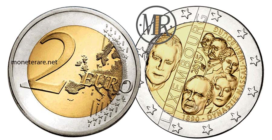 2 Euro Lussemburgo 2015 Commemorativi Anniversario Dinastia Nassau Weilbourg (Luxembourg - Letzebuerg)