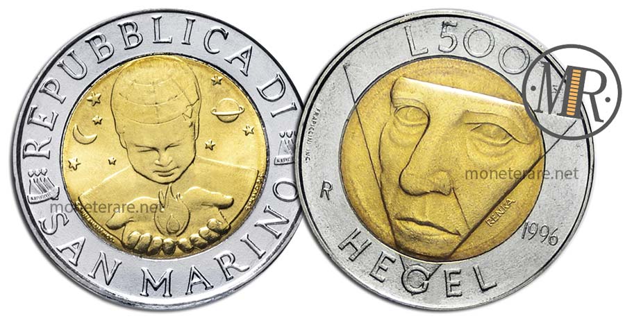 500 Lire San Marino Bimetalliche 1996 Hegel
