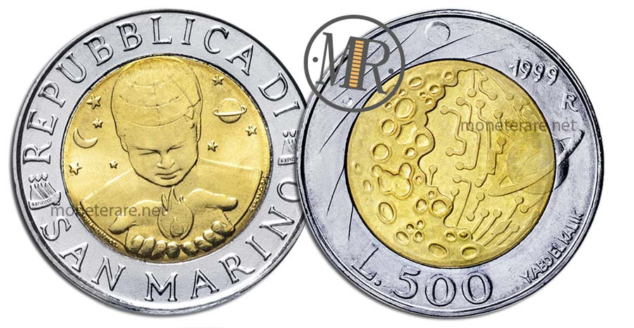 moneta da 500 Lire San Marino Bimetalliche 1999 Il Cielo Odierno