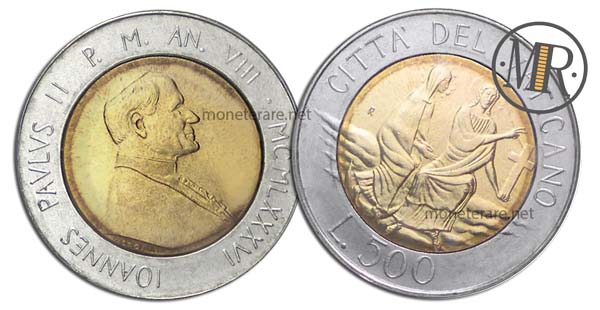 500 Lire Bimetalliche Vaticano 1986 Croce