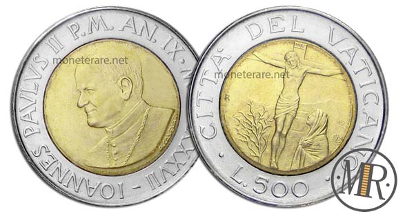 500 Lire Bimetalliche Vaticano 1987 La Madonna del Salvatore