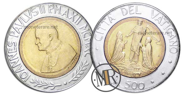 500 Lire Bimetalliche Vaticano 1990 Cristianesimo in Europa