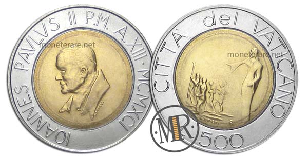 500 Lire Bimetalliche Vaticano 1991 Andate a Predicare