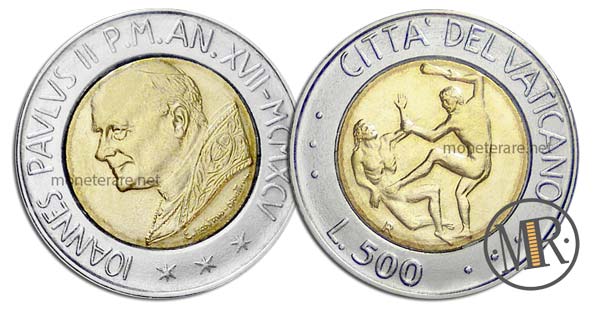 500 Lire Bimetalliche Vaticano 1995 La Violenza