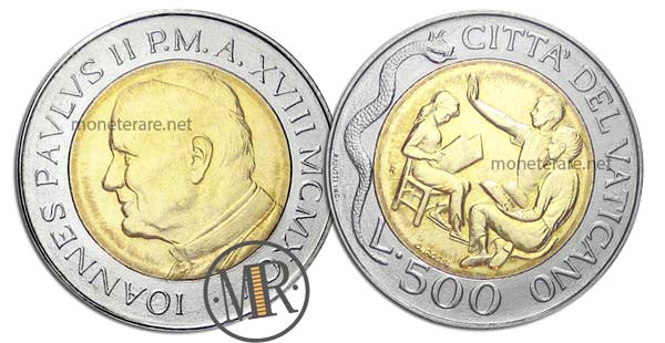 500 Lire Bimetalliche Vaticano 1996 Catechismo