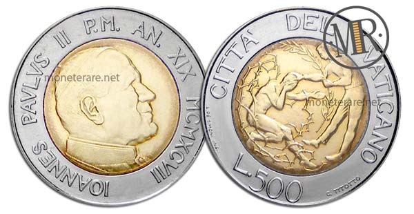 500 Lire Bimetalliche Vaticano 1997 Perdono e Pace