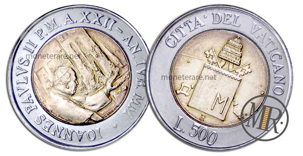 500 Lire Bimetalliche Vaticano 2000 Pellegrinaggio in Terrasanta