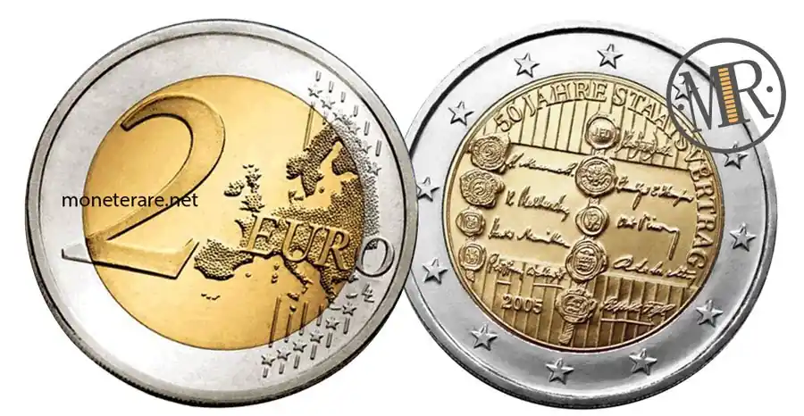 2 Euro Commemorativi Austria 2005 Trattato di Stato