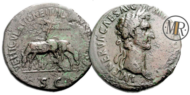 Sesterzio di Nerva Muli