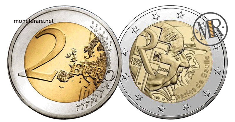 2 Euro Commemorativi Francia 2020 Generale Charles de Gaulle