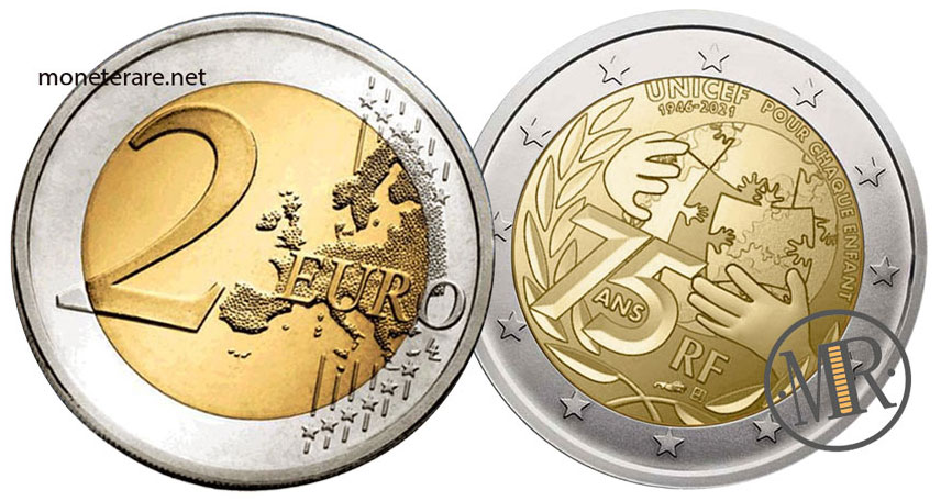 2 Euro Commemorativi Francia 2021 UNICEF