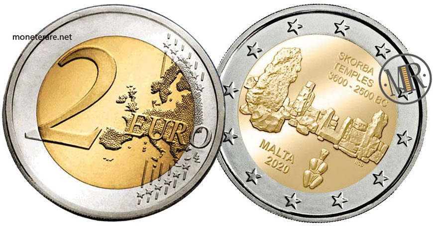 2 Euro Commemorativi Malta 2020 Templi di Skorba