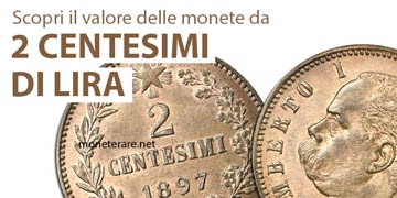 catalogo e monete rare da 2 centesimi di lira italiani