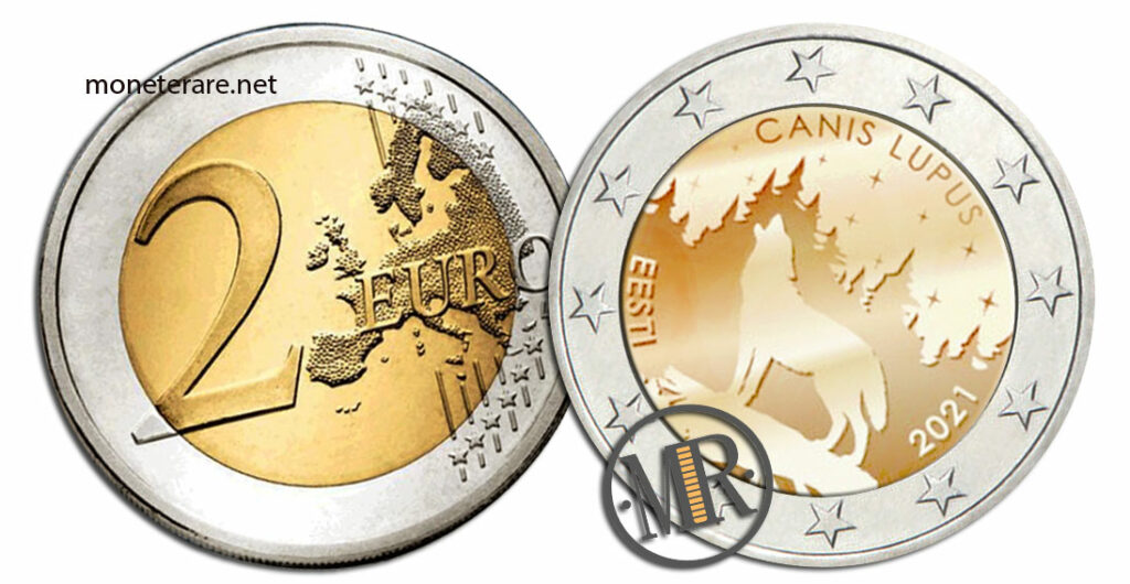 2 Euro Commemorativi Estonia 2021 Lupo