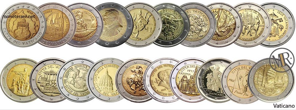 2 Euro Vatican Commemorative Coins | Values, Pictures and Rarity