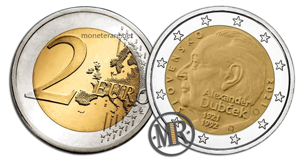 2 Euro Commemorativi Slovacchia 2021 Alexander Dubček