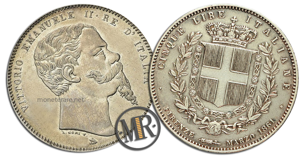 5 Lire Vittorio Emanuele II Unità d'Italia coin