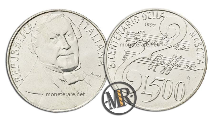 Gioacchino Rossini 500 Lire Commemorative Argento