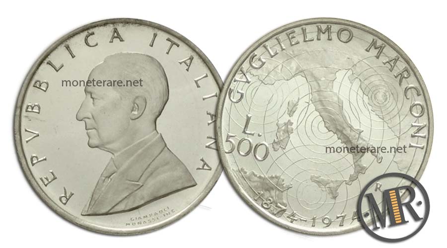 Guglielmo Marconi 500 Lire Commemorative Argento 