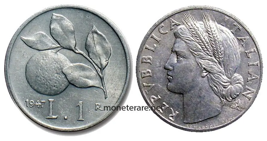 1 lira Arancia del 1947 Rara