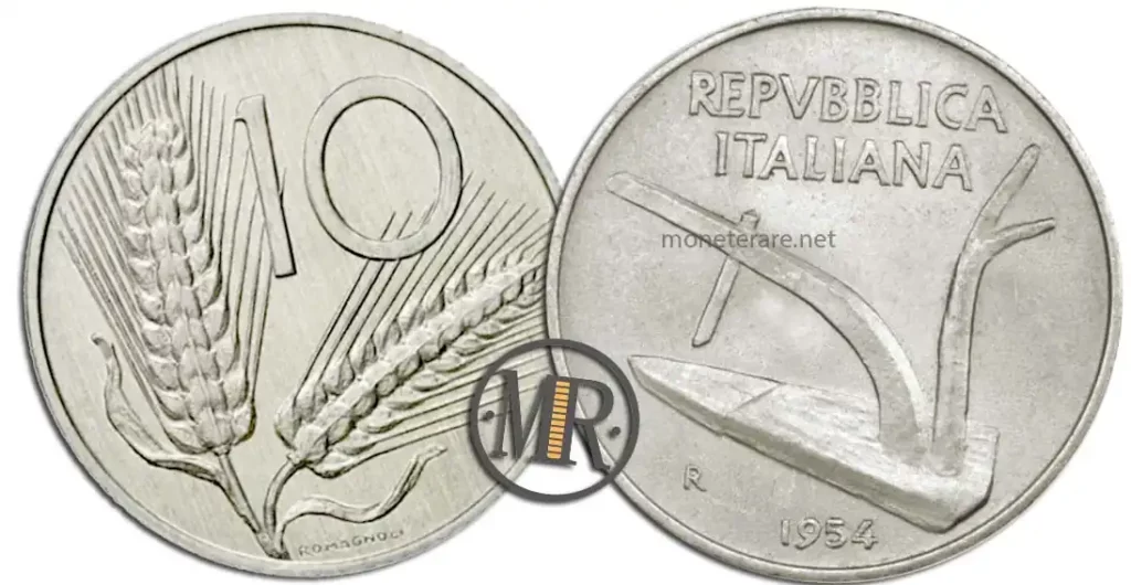 10 lire 1954 valore moneta spiga