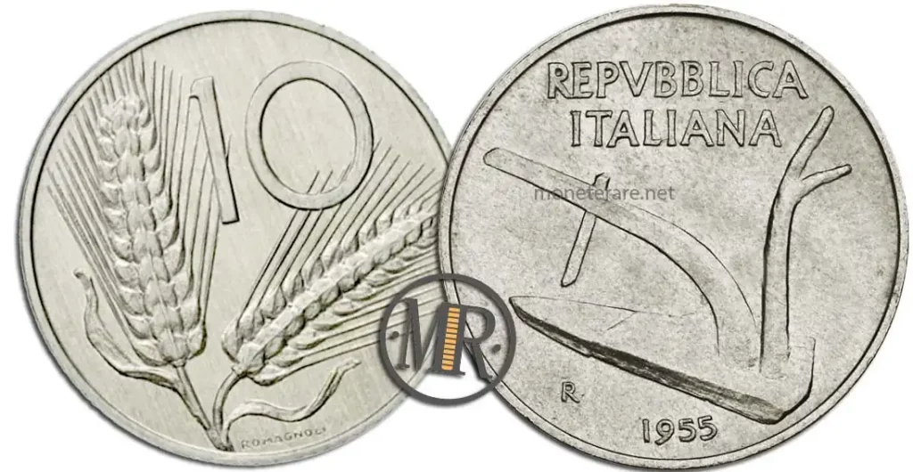 10 lire 1955 spiga col valore