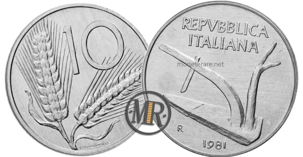 10 lire 1981 Spiga col valore