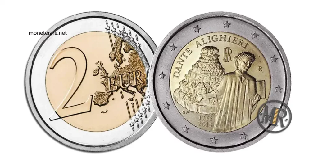 2 euro dante alighieri 2015 italia valore