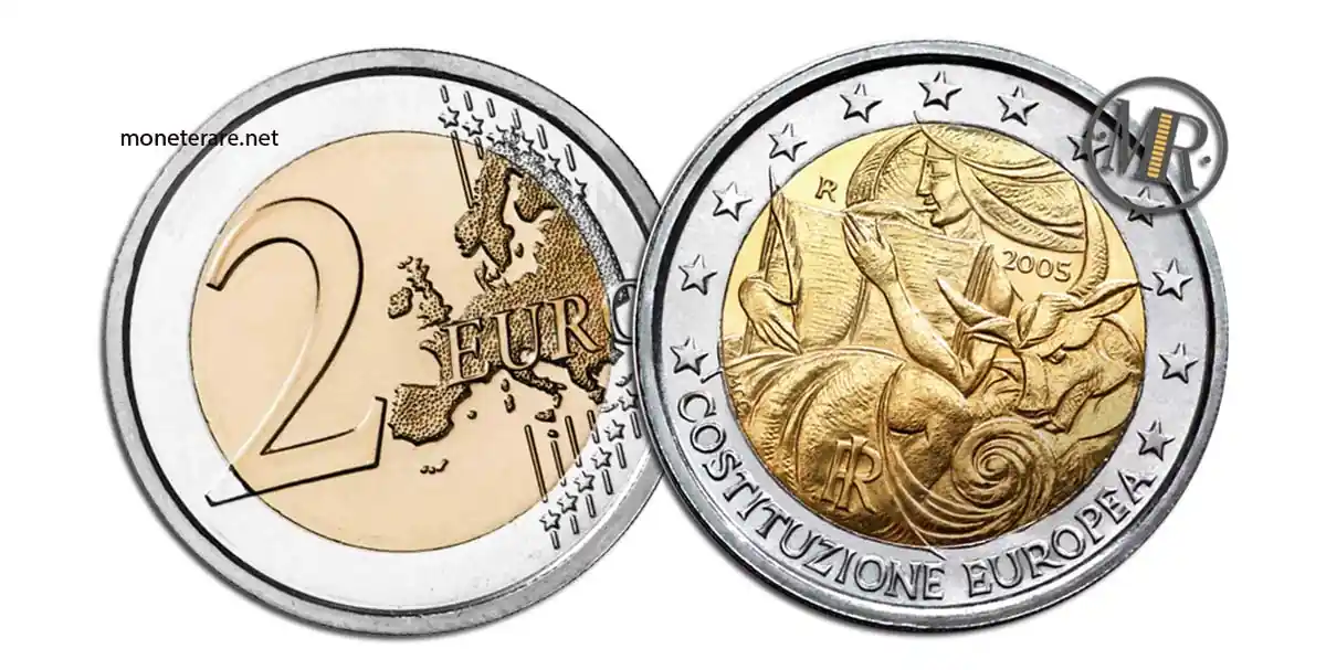 moneta da 2 Euro Costituzione Europea 2005 Italia con valore