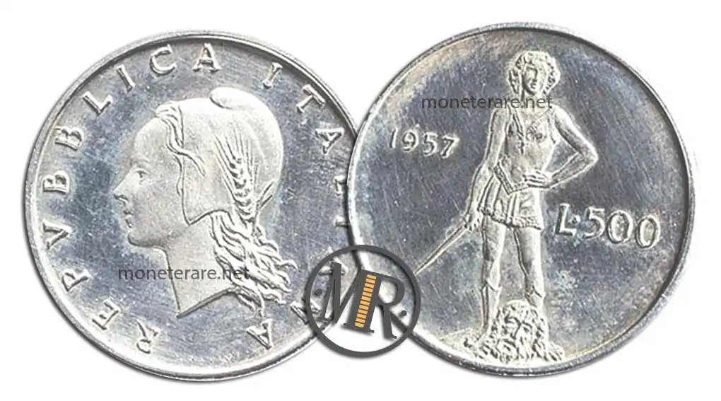 500 Lire Argento PROGETTO David 1957 col valore