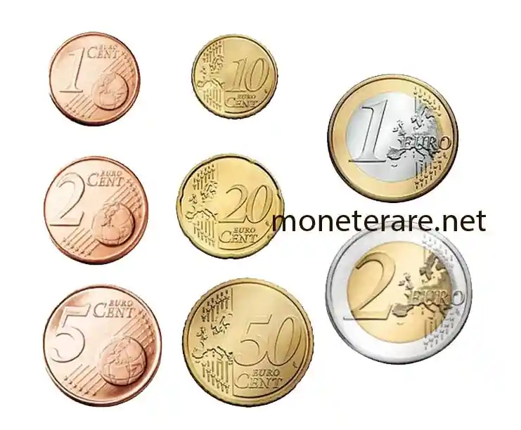 tutti i tagli delle monete euro compresi i centesimi di euro