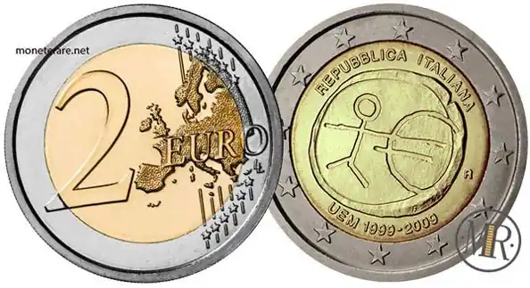 2 Euro Commemorativi Italia 2009 Decimo anniversario dell'Unione Economica e Monetaria