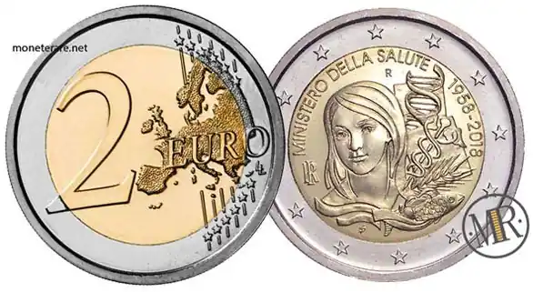 2 Euro Commemorativi Italia 2018 Sessantesimo Anniversario dell'istituzione del Ministero della Salute