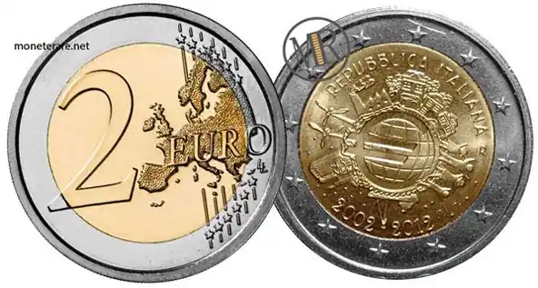 2 Euro Commemorativi 2012 anniversario dell'Euro
