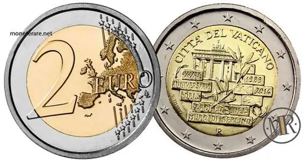 2 Euro Commemorativi Vaticano 2014 XXV Anniversario del crollo del muro di Berlino