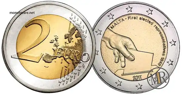 2 Euro Commemorativi Malta 2011 Elezione dei primi rappresentanti maltesi nel 1849