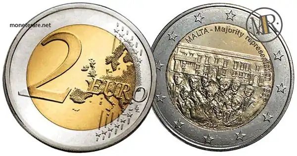 2 Euro Commemorativi Malta 2012 Maggioranza elettiva 1887