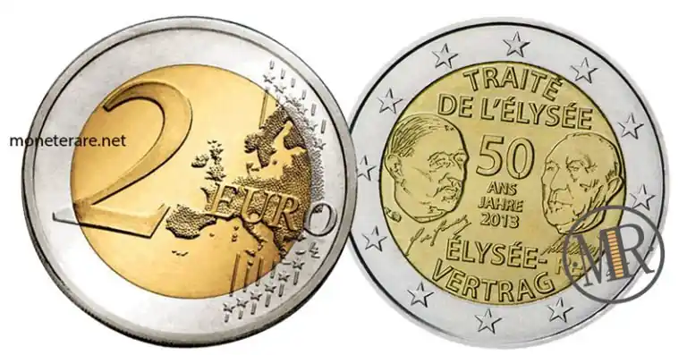 2 Euro Commemorativi Francia 2013 -  50° del Trattato dell'Eliseo 