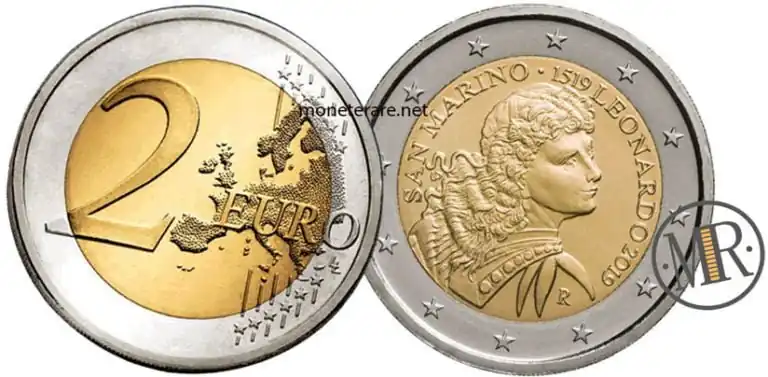 2 Euro Commemorativi San Marino 2019 Leonardo da Vinci