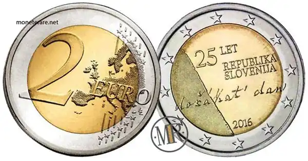 2 Euro Commemorativi Slovenia 2016 Indipendenza della Repubblica di Slovenia