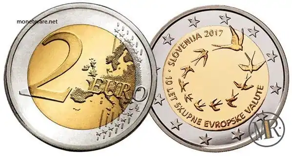 2 Euro Commemorativi Slovenia 2017 Decimo Anniversario Euro