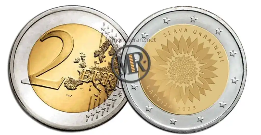 2 euro 2023 lettonia SLAVA  UKRAINAI!