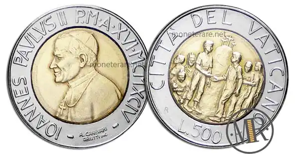 500 Lire Bimetalliche Vaticano 1994 Razzismo e Solidarietà