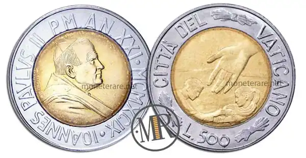 500 Lire Bimetalliche Vaticano 1999