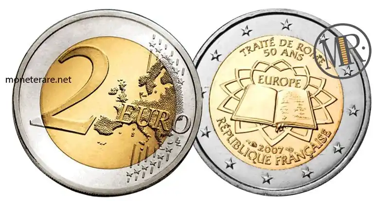 2 Euro Commemorativi Francia 2007 Trattati di Roma