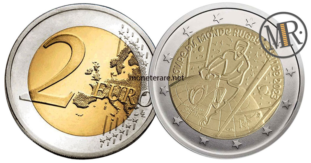 2 Euro Commemorativi Francia 2023 Coppa del Mondo di Rugby in Francia