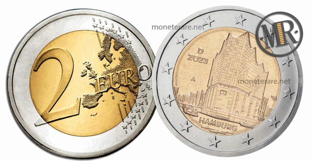 2 Euro Commemorativi Germania 2023 Amburgo Filarmonica dell'Elba